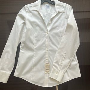 Brooks Brothers White Non Iron Stretch Cotton Blouse Size 6